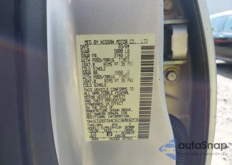 2004 Nissan Xterra Xe from USA, damaged, VIN 5N1ED28T84C630823